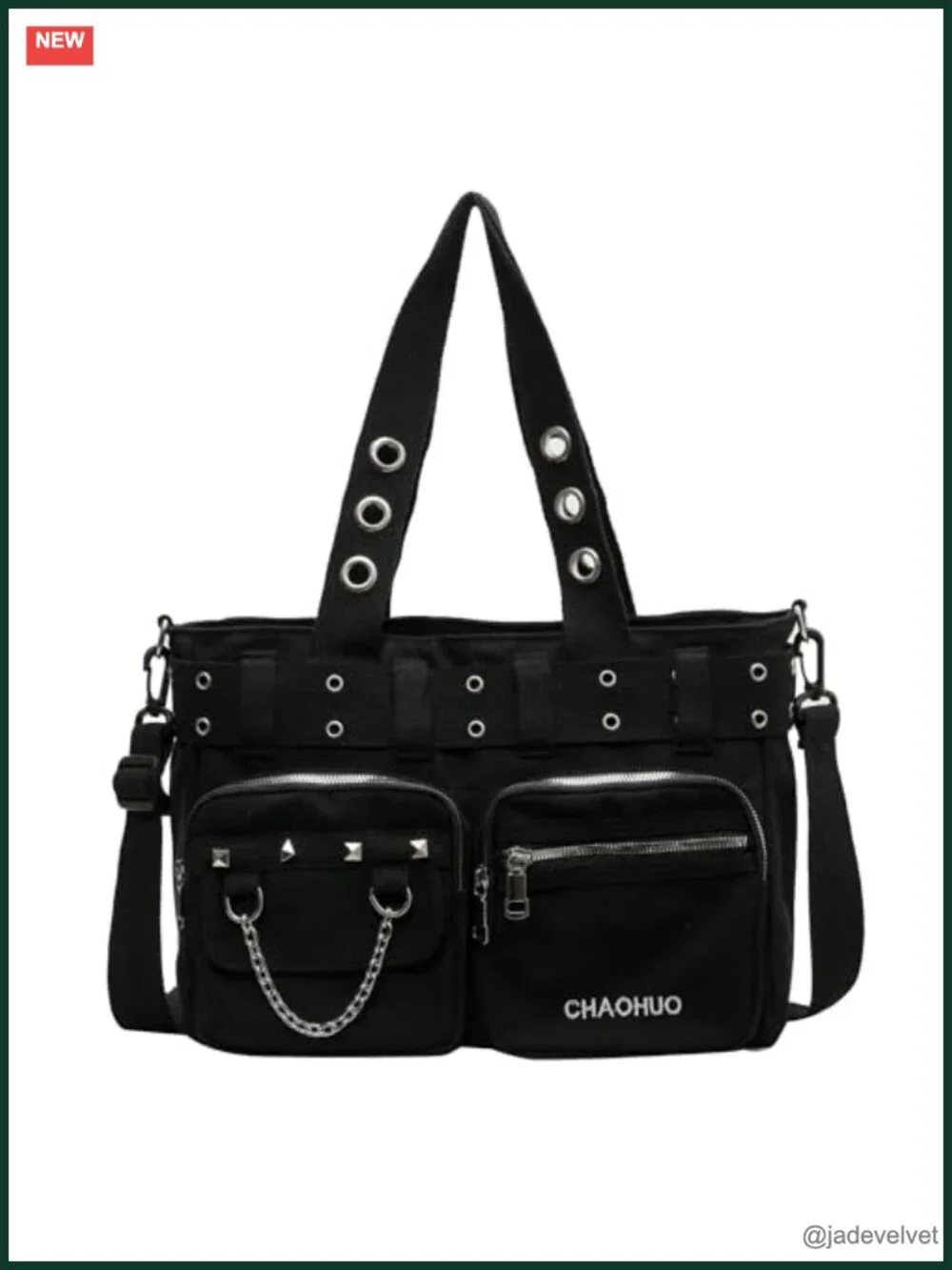 Y2K Canvas Tote Bag Gothic Skull Handbag Work Office Travel